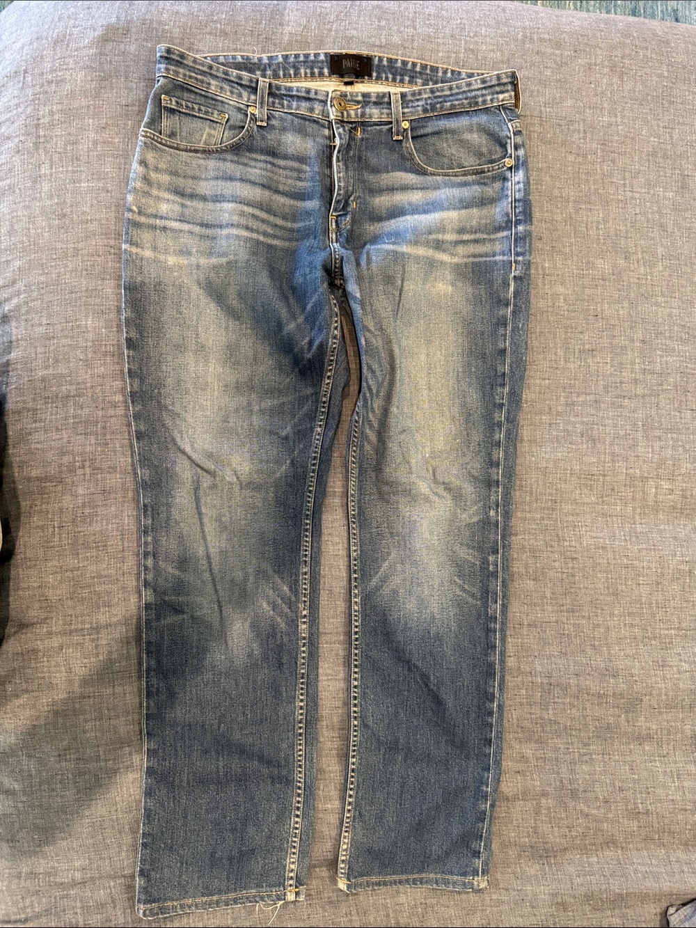 PAIGE Normandie Medium Blue Straight Leg Jeans